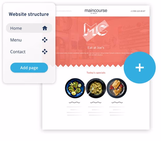 Graphic showing how to ad pages with MyWebsite Now